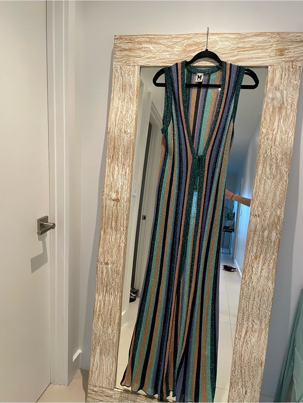 Missoni Metallic Striped Knit Dress/cover up/ top in  Green, Gold, Blue 38